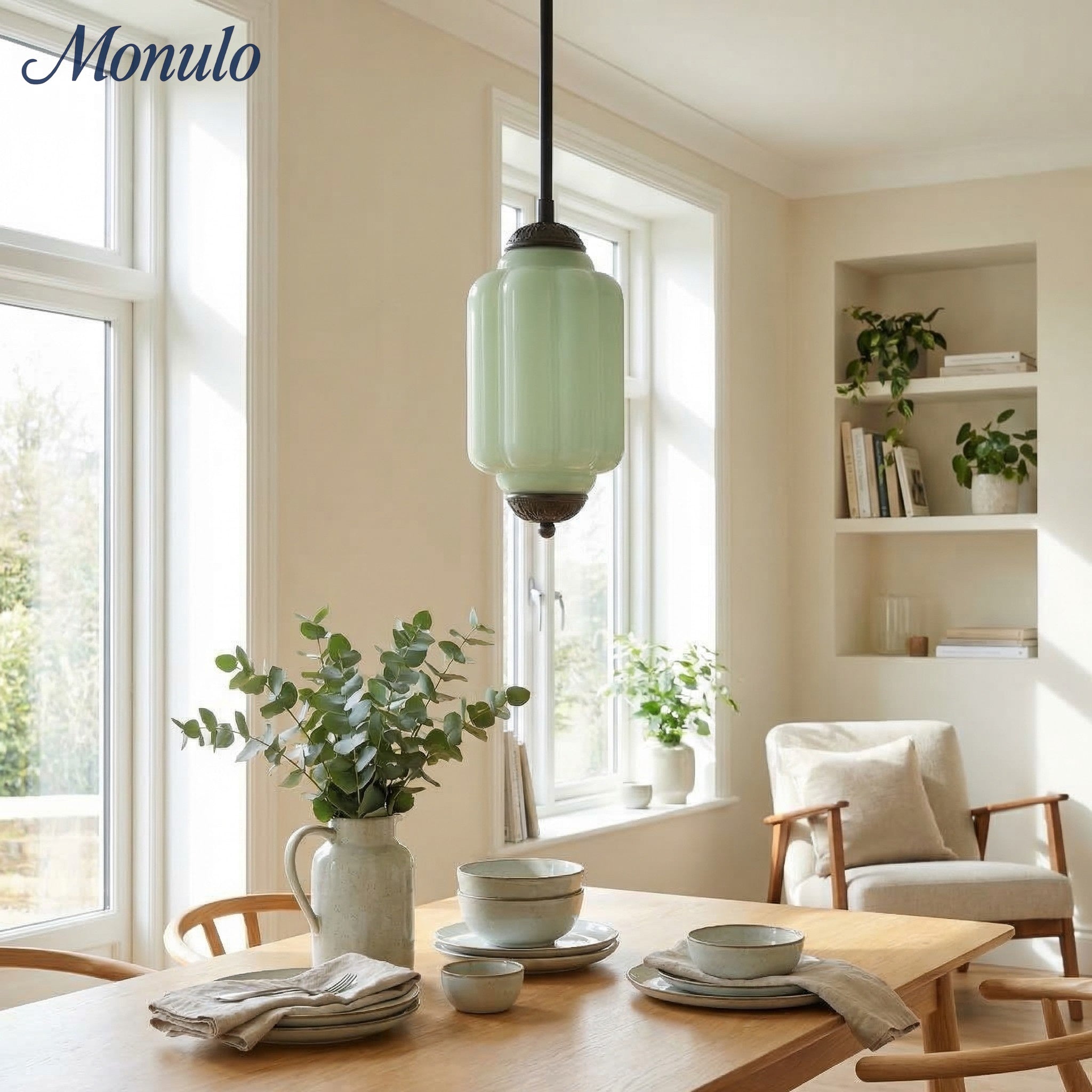 Vintage Melkglazen Hanglamp met Gegolfde Rand – Scandinavische Sfeerverlichting voor Keuken en Slaapkamer | Sansoti