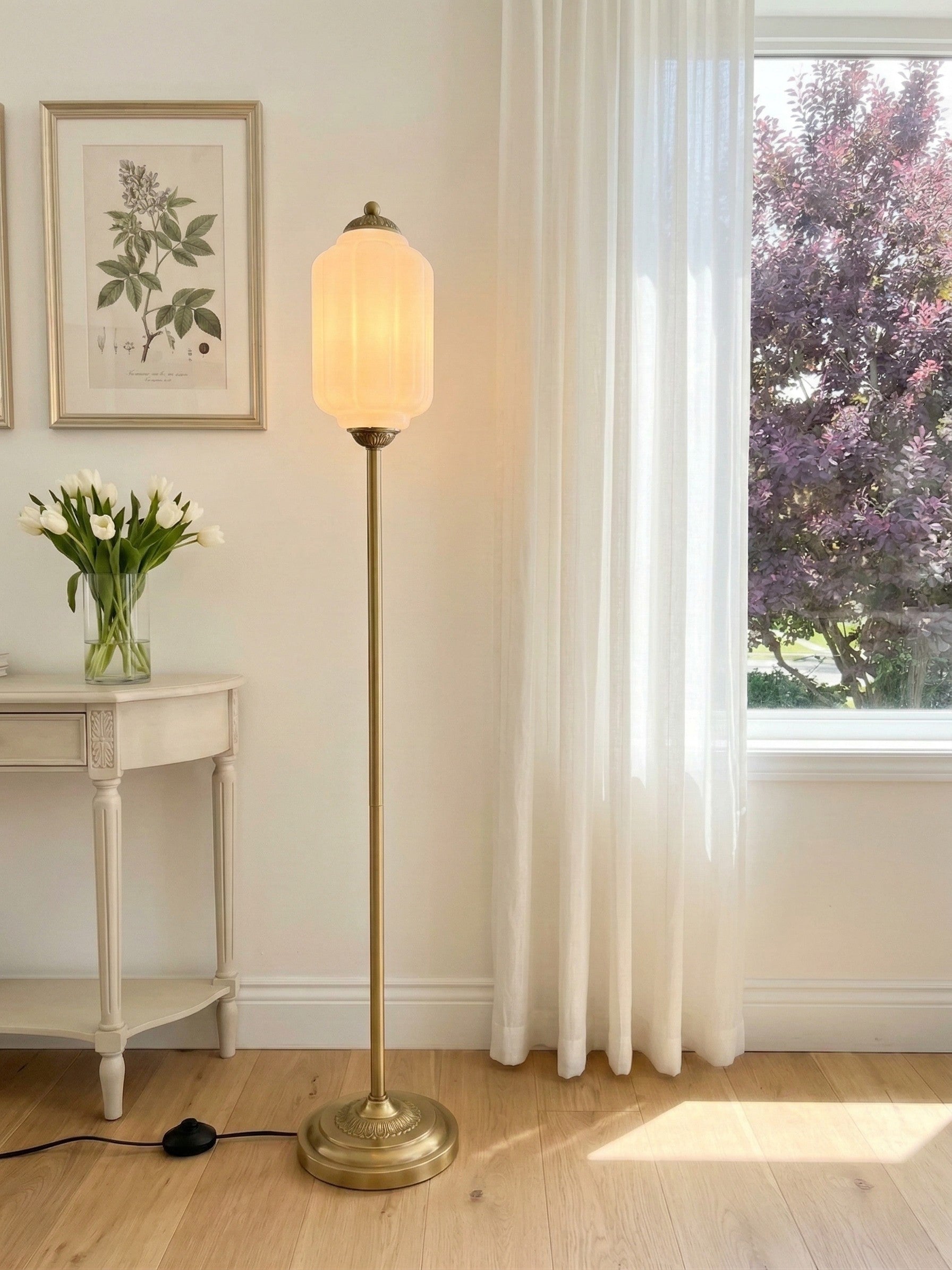 Decoratieve Glazen Pompoen Vloerlamp Retro Organische Stijl Woonkamer Staande Lamp | Sansoti