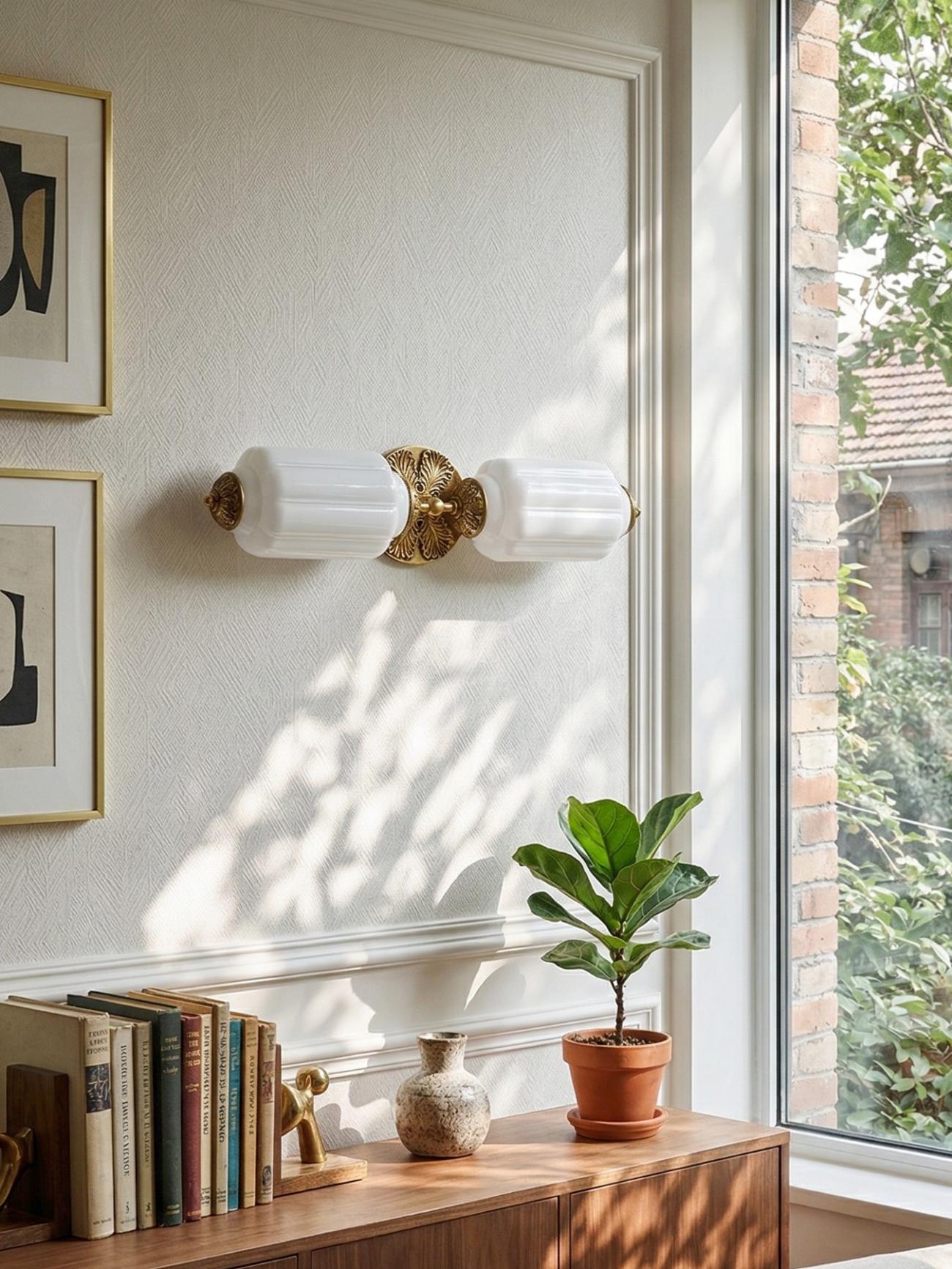 Vintage Glazen Wandlamp Horizontaal Model Eloise Lichtbron voor Woonkamer en Gang | Sansoti