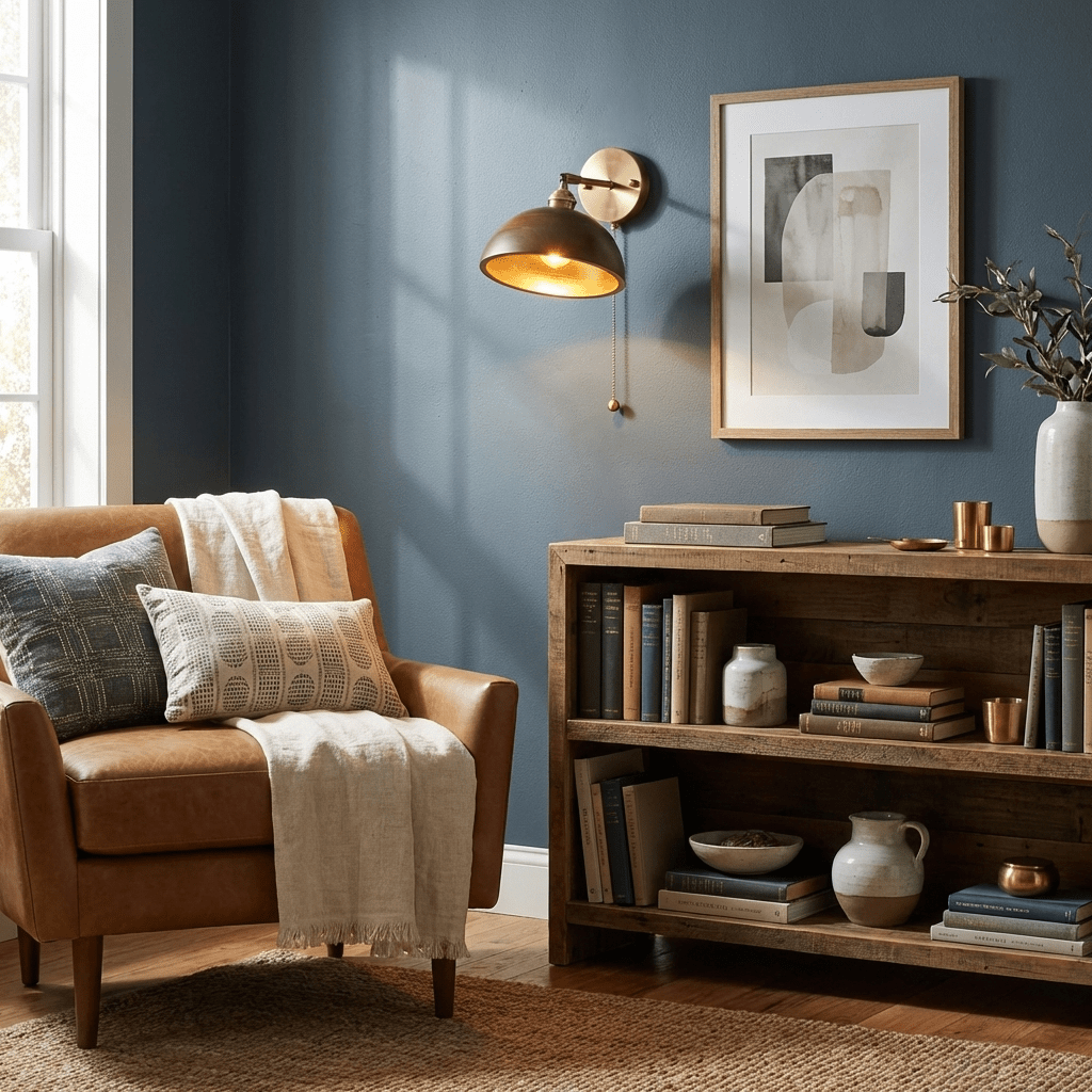 Vintage Wandlamp met Walnoothouten Kap en Messing Armatuur – Dubbele Schakelaar Design | Sansoti