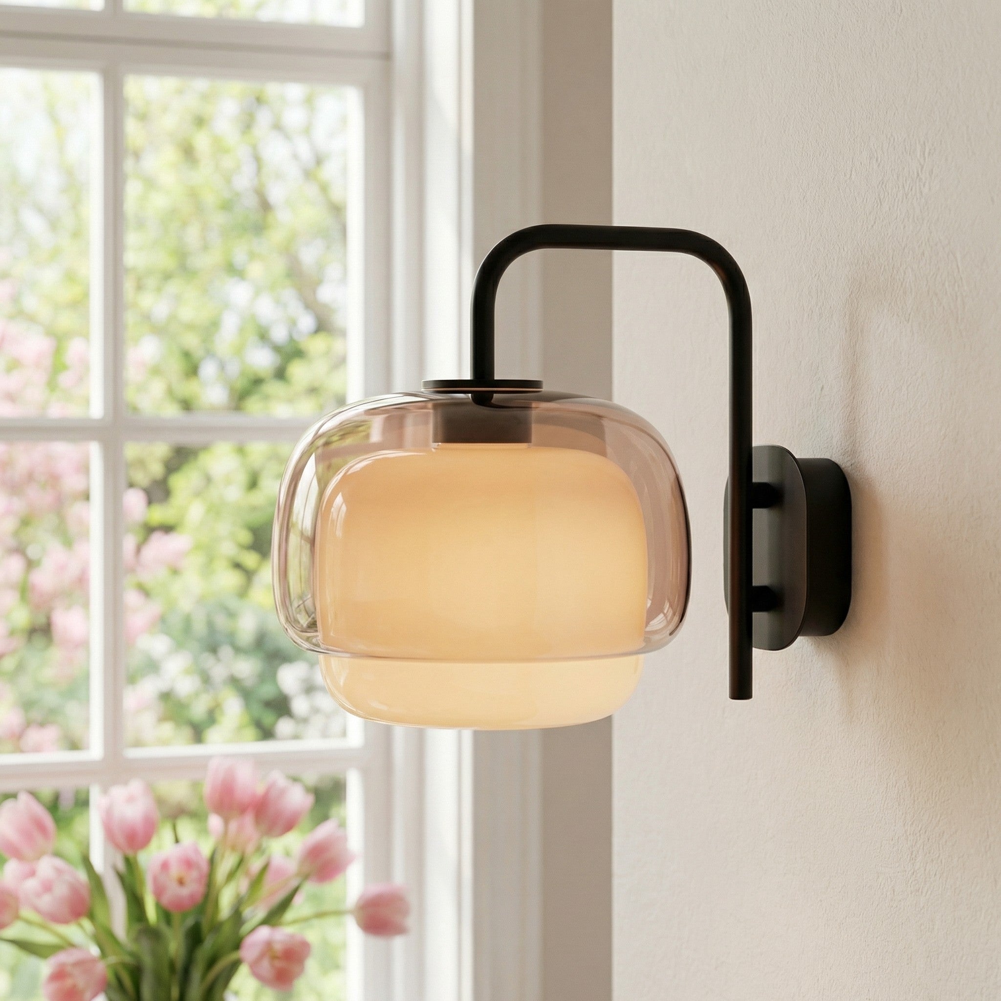 Gekleurde Glazen Wandlamp met Ronde Kap – Groen, Roze, Oranje – Moderne LED Verlichting | Sansoti