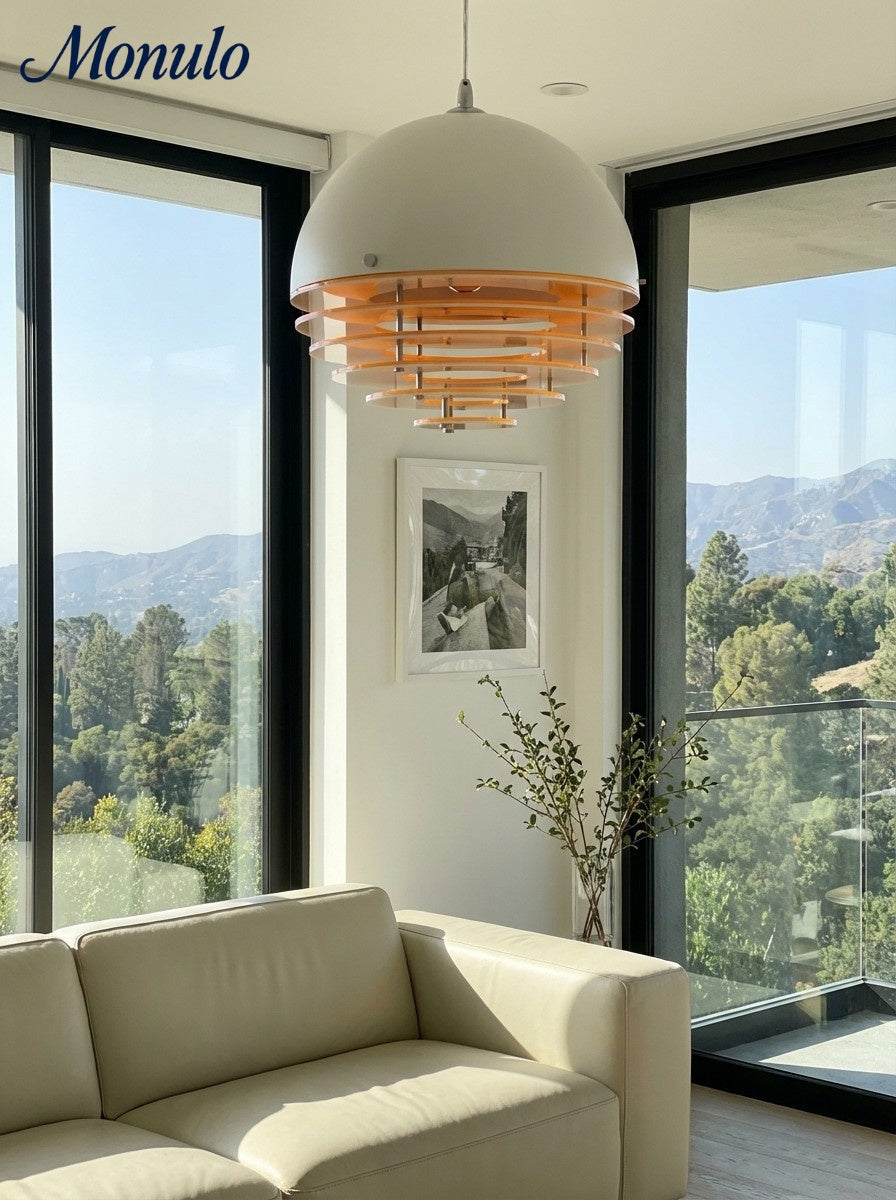 Stijlvolle Hanglamp Bauhaus Design Oranje-Wit Sfeerverlichting voor Moderne Interieurs | Sansoti