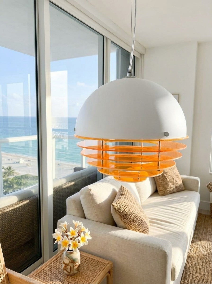 Stijlvolle Hanglamp Bauhaus Design Oranje-Wit Sfeerverlichting voor Moderne Interieurs | Sansoti