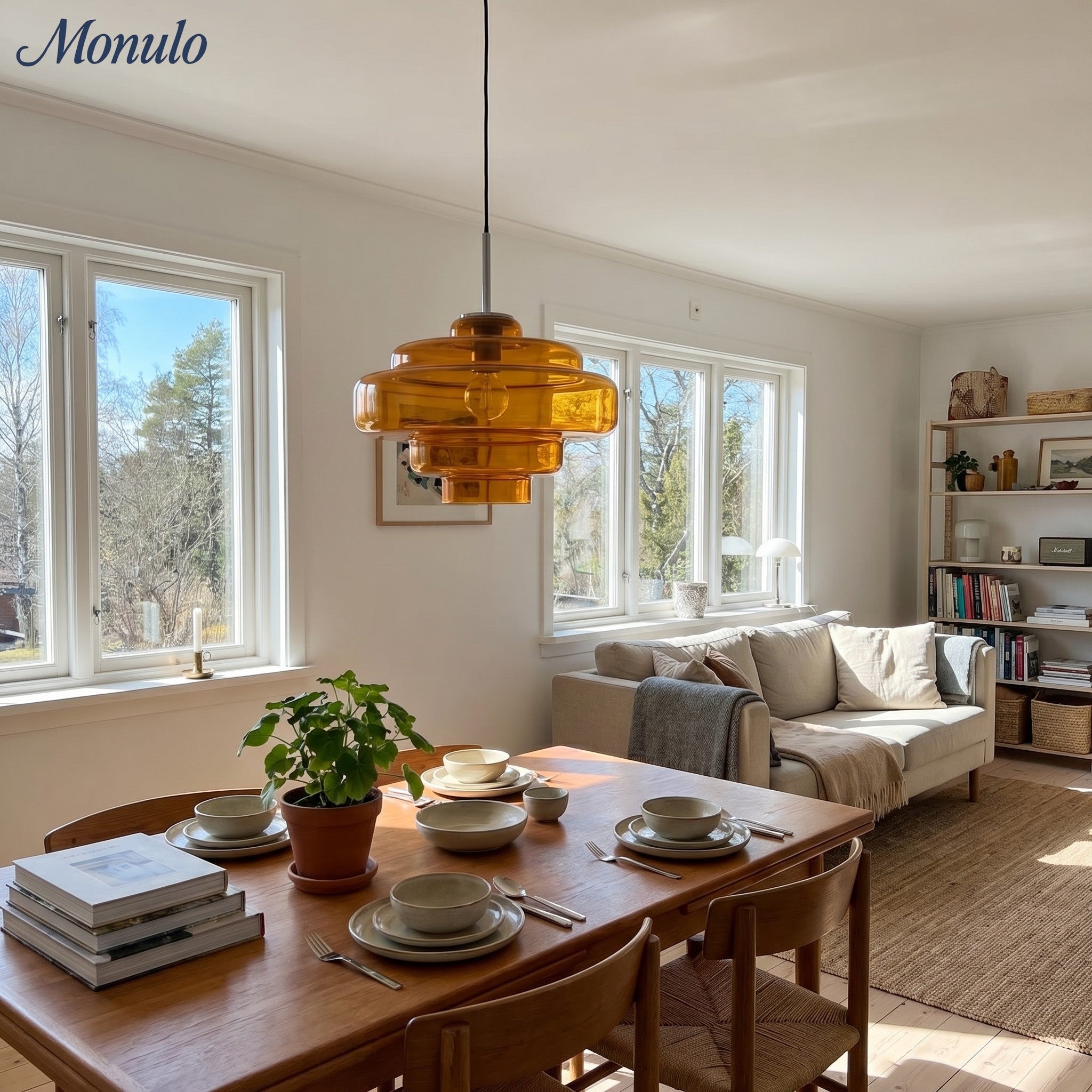Gekleurde Glazen Hanglamp met Verstelbare Ophanging – Moderne Lichtpunt voor Eetkamer Keuken Woonkamer | Sansoti