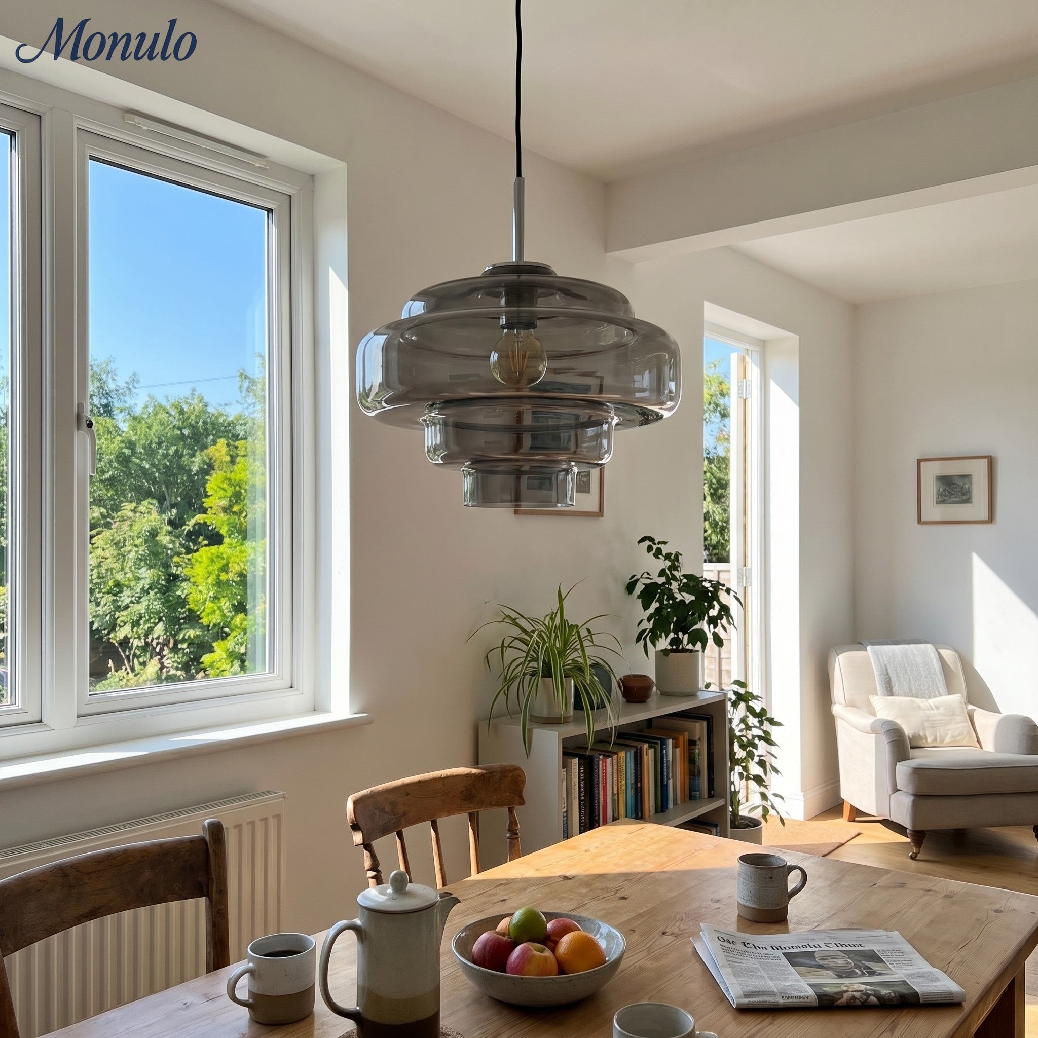 Gekleurde Glazen Hanglamp met Verstelbare Ophanging – Moderne Lichtpunt voor Eetkamer Keuken Woonkamer | Sansoti