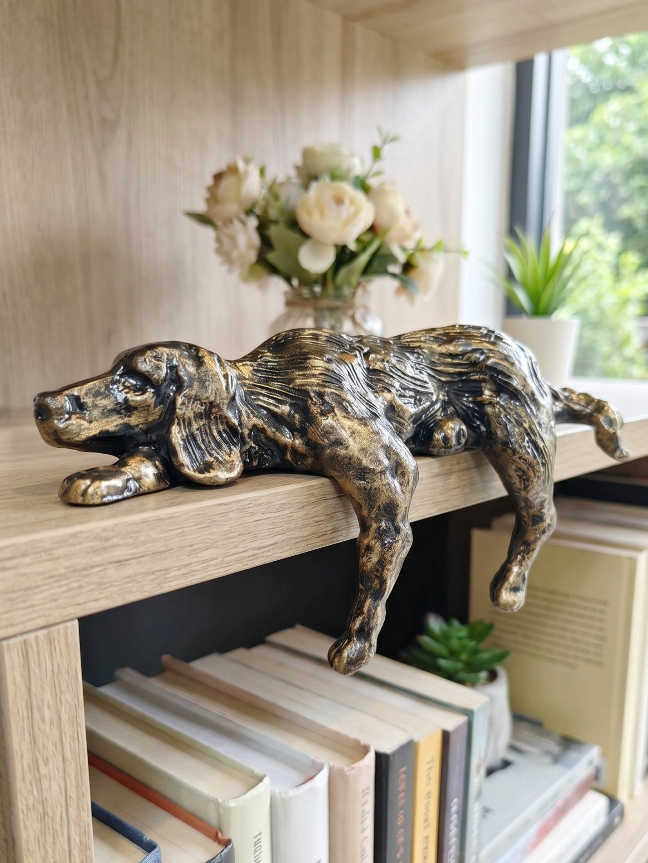 Geometrische Hondenbeeldje van IJzer – Minimalistisch Decoratief Sculptuur voor Bureau | Sansoti