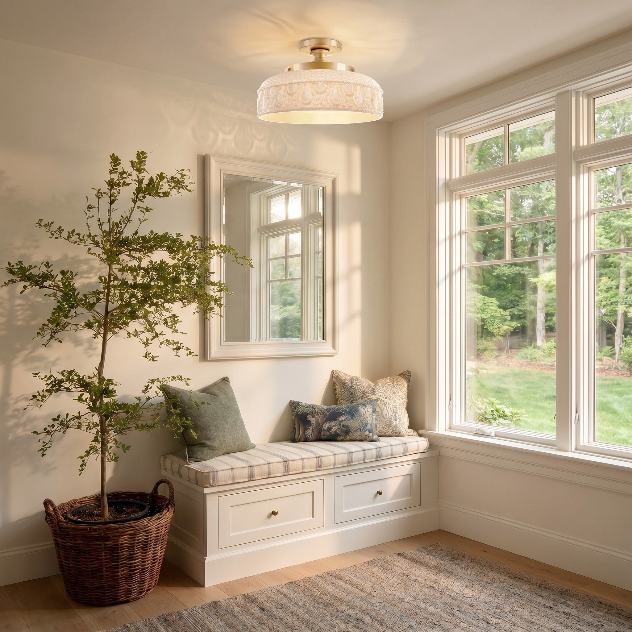 Moderne Plafondlamp met Getextureerde Glazen Schijf – Goud, Zwart & Groen – Ø30cm Designverlichting voor Woonkamer, Slaapkamer, Gang | Sansoti