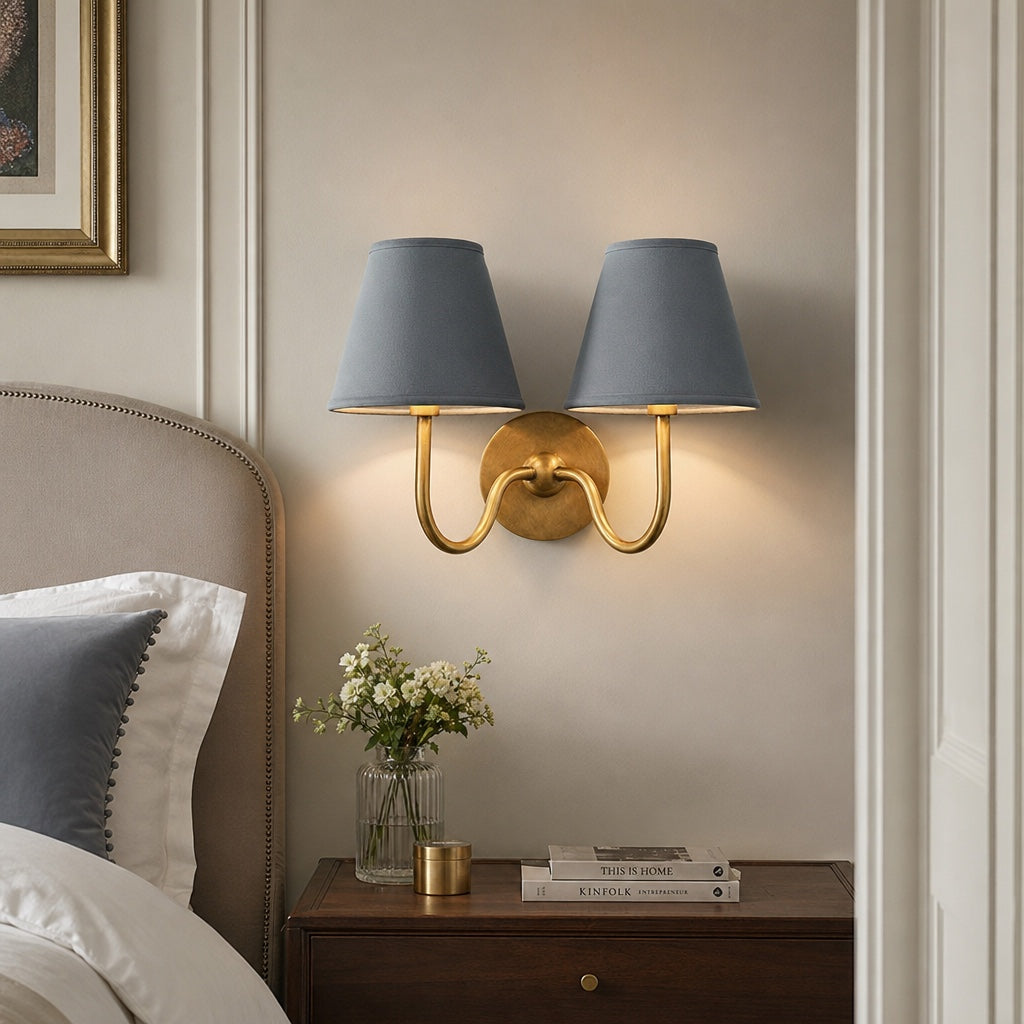 Wandlamp met Geplisseerde Stoffen Kap – Klassieke Verlichting voor Slaapkamer en Woonkamer | Sansoti