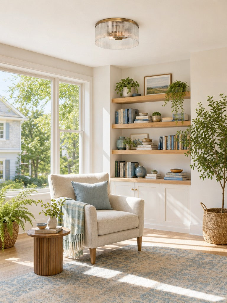 Geribbelde Glazen Plafondlamp Modern Laagbouw Ontwerp Slaapkamer Woonkamer Gang | Sansoti