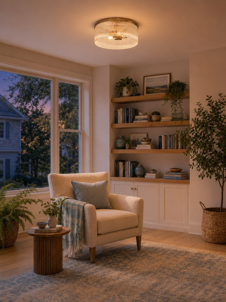 Geribbelde Glazen Plafondlamp Modern Laagbouw Ontwerp Slaapkamer Woonkamer Gang | Sansoti