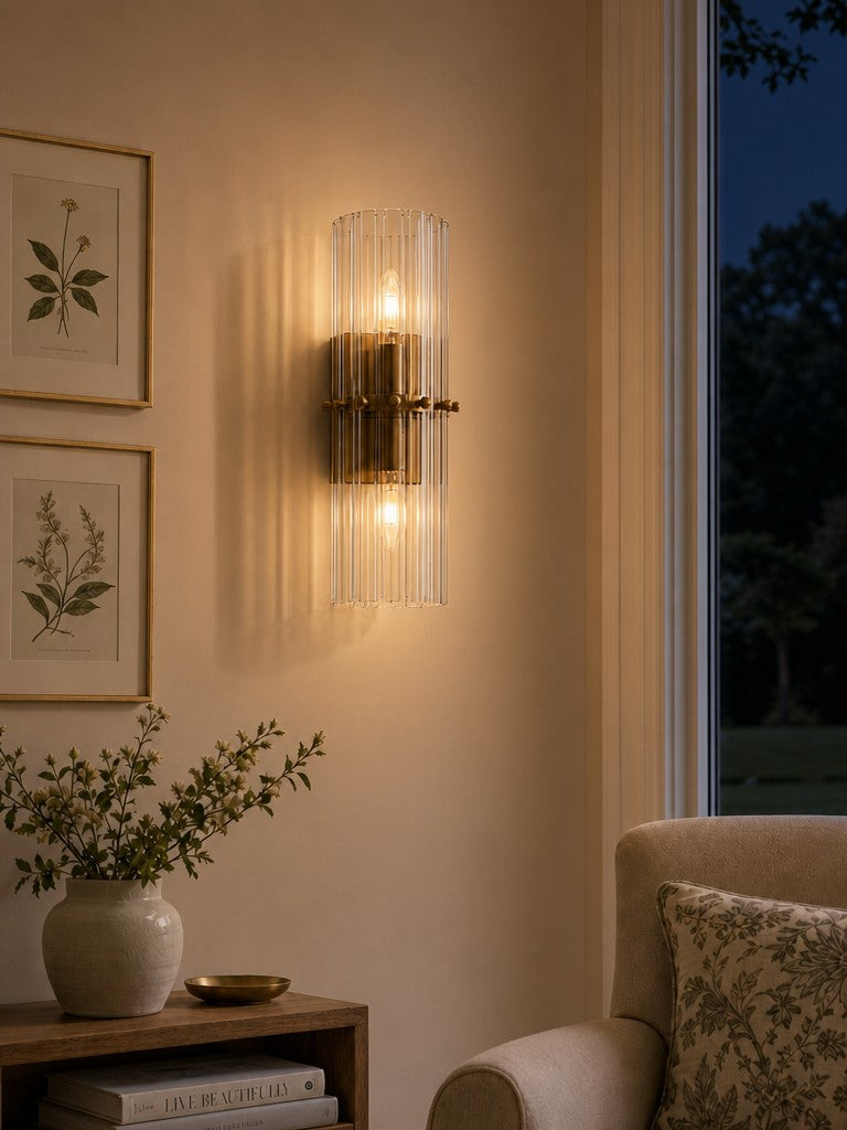 Kristallen Wandlamp met Dubbele Lichtbundel - Elegante Buitenlichtstrip voor Slaapkamer - Interieurverlichting met Glanzende Kristallen | Sansoti