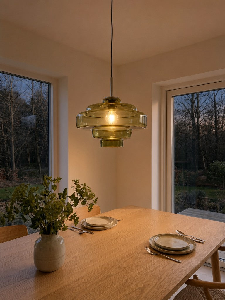 Gekleurde Glazen Hanglamp met Verstelbare Ophanging – Moderne Lichtpunt voor Eetkamer Keuken Woonkamer | Sansoti