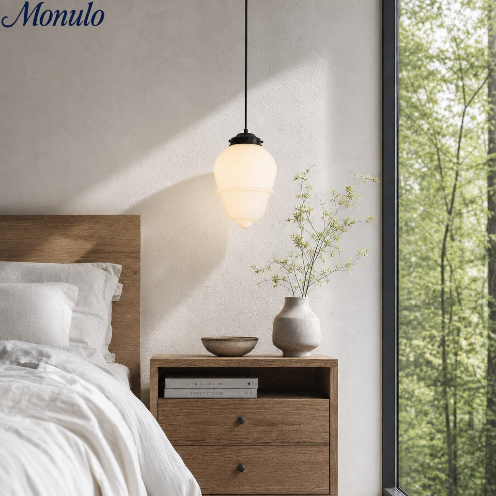 Vintage Art Deco Melkglas Hanglamp met Gestreepte Kap voor Eetkamer en Woonruimte | Sansoti