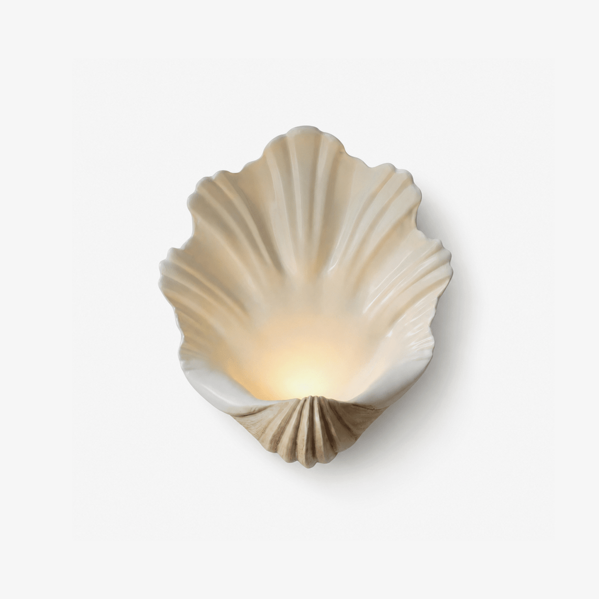 Wall Lamp Shell Cream White Natural Wood E12 Socket Organic Shapes Living Room Bedroom Hallway 42×19×52cm | Sansoti