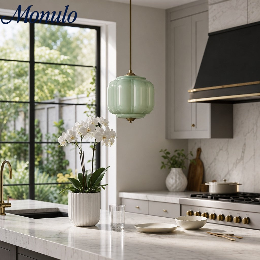 Vintage Melkglazen Hanglamp met Gegolfde Rand – Scandinavische Sfeerverlichting voor Keuken en Slaapkamer | Sansoti