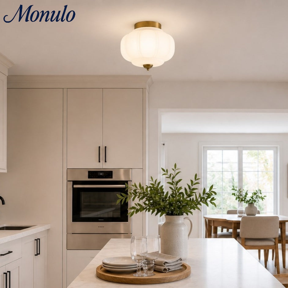Retro Plafondlamp met Melkglazen Kap – Verfijnde Semi-Flush Mount Verlichting voor Moderne Interieurs | Sansoti