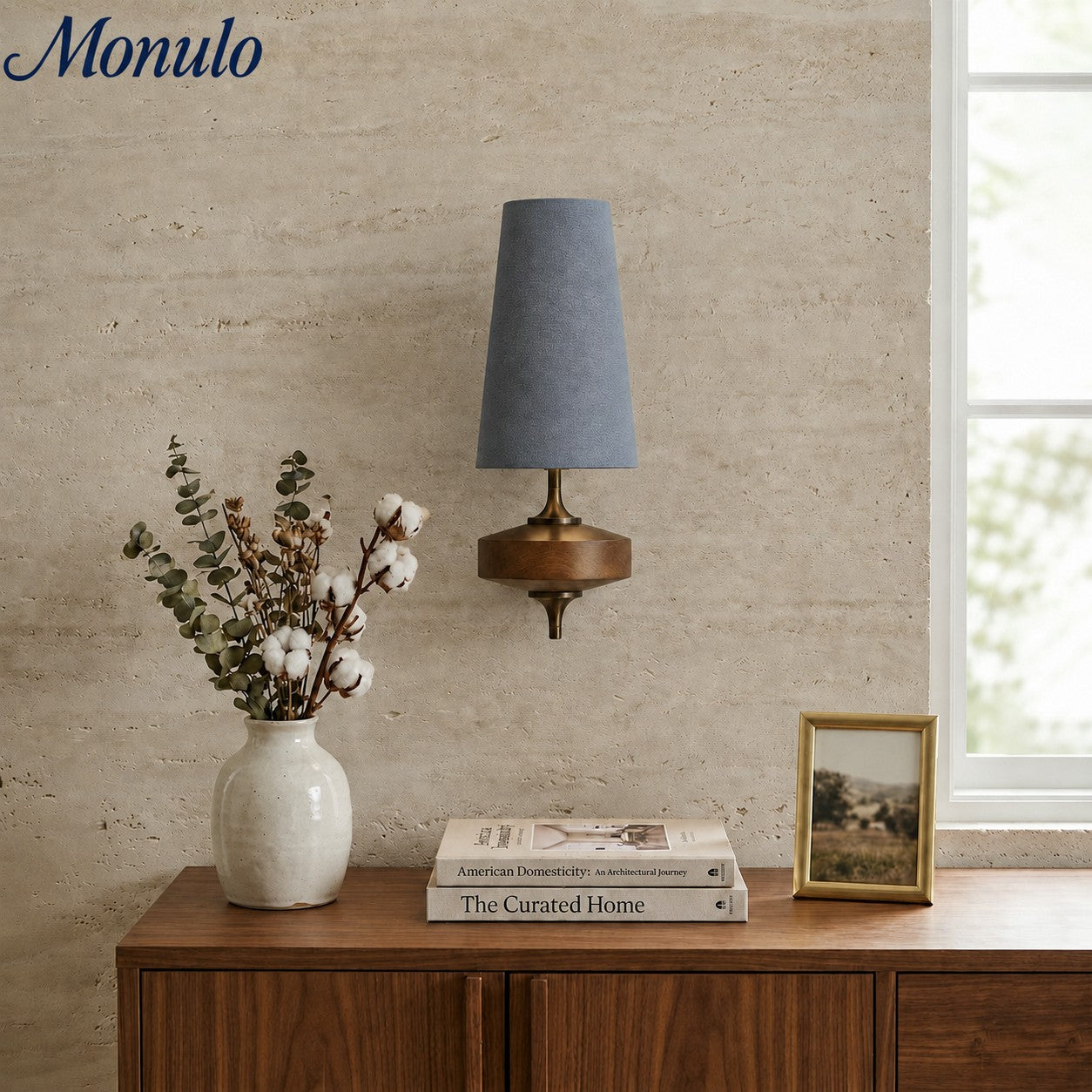 Retro Wandlamp met Stoffen Kap – Vintage Verlichting voor Slaapkamer | Sansoti