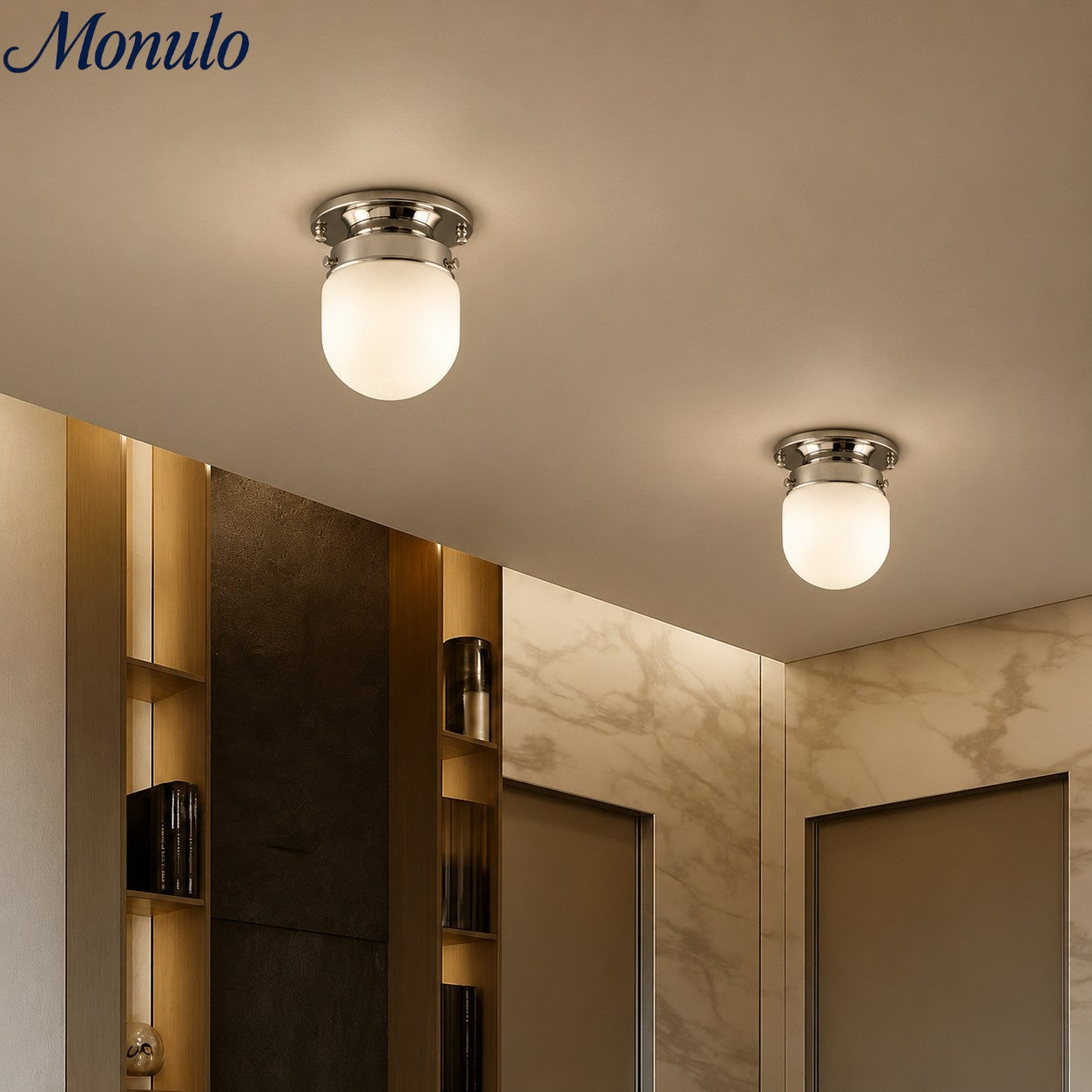Opaal Glazen Wandlamp & Plafondlamp Dubbelfunctie Modern Design Messing | Sansoti