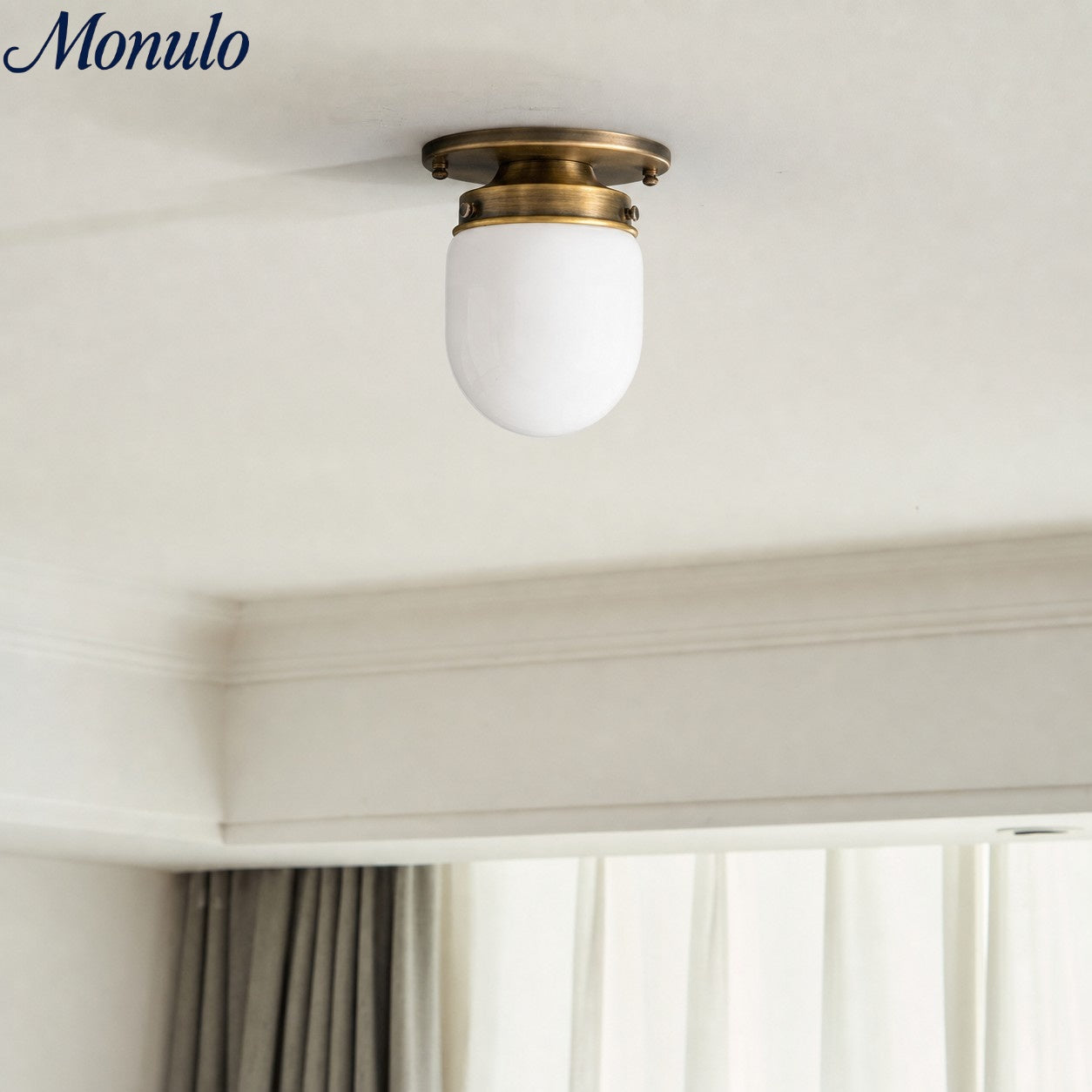 Opaal Glazen Wandlamp & Plafondlamp Dubbelfunctie Modern Design Messing | Sansoti