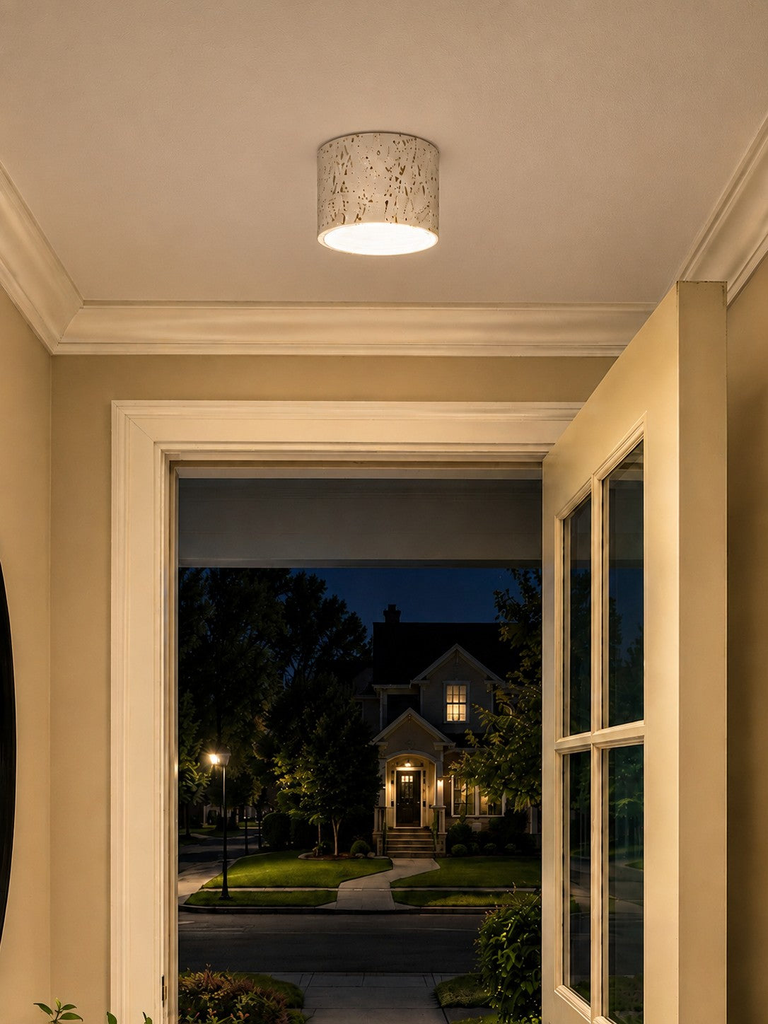 Cilindrische plafondlamp van travertijn – LED verlichting voor moderne interieurs | Sansoti