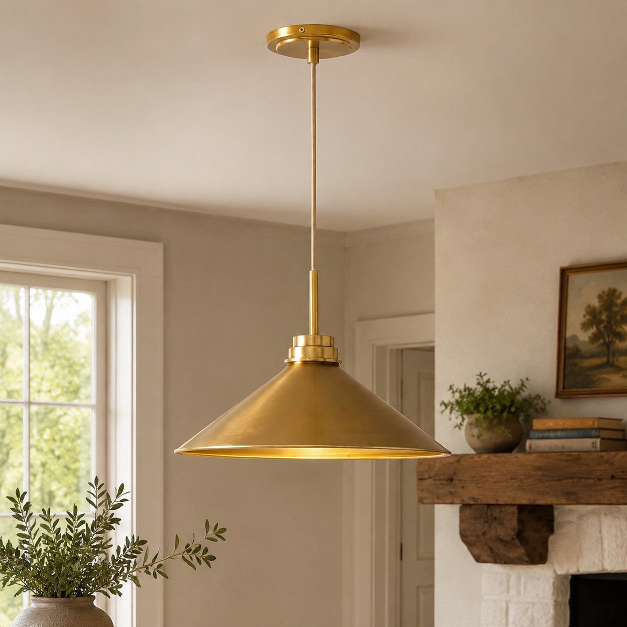Kegelvormige Hanglamp in Landelijke Stijl - Dimbaar - Voor Keuken en Hal - Scandinavisch Geïnspireerd - Modern Farmhouse Verlichting | Sansoti