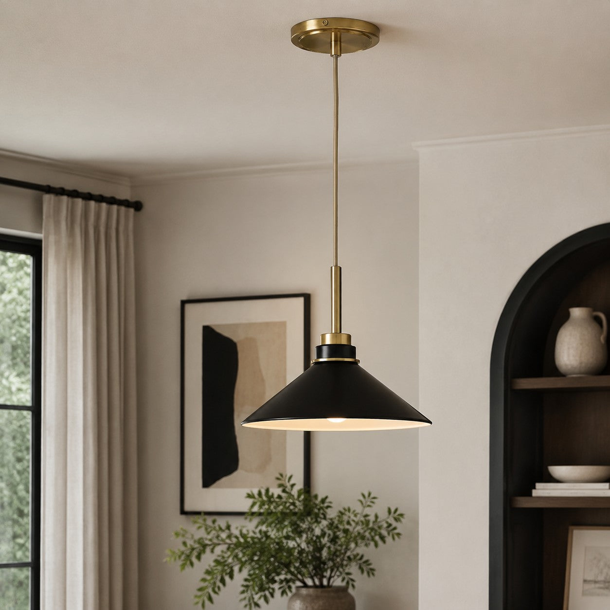 Kegelvormige Hanglamp in Landelijke Stijl - Dimbaar - Voor Keuken en Hal - Scandinavisch Geïnspireerd - Modern Farmhouse Verlichting | Sansoti