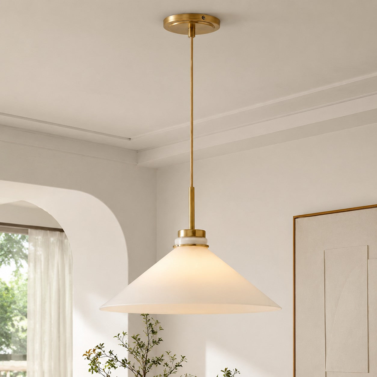 Kegelvormige Hanglamp in Landelijke Stijl - Dimbaar - Voor Keuken en Hal - Scandinavisch Geïnspireerd - Modern Farmhouse Verlichting | Sansoti