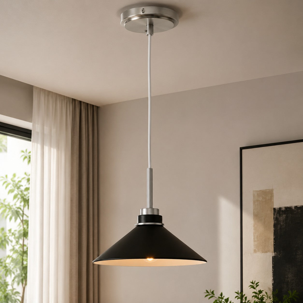 Kegelvormige Hanglamp in Landelijke Stijl - Dimbaar - Voor Keuken en Hal - Scandinavisch Geïnspireerd - Modern Farmhouse Verlichting | Sansoti