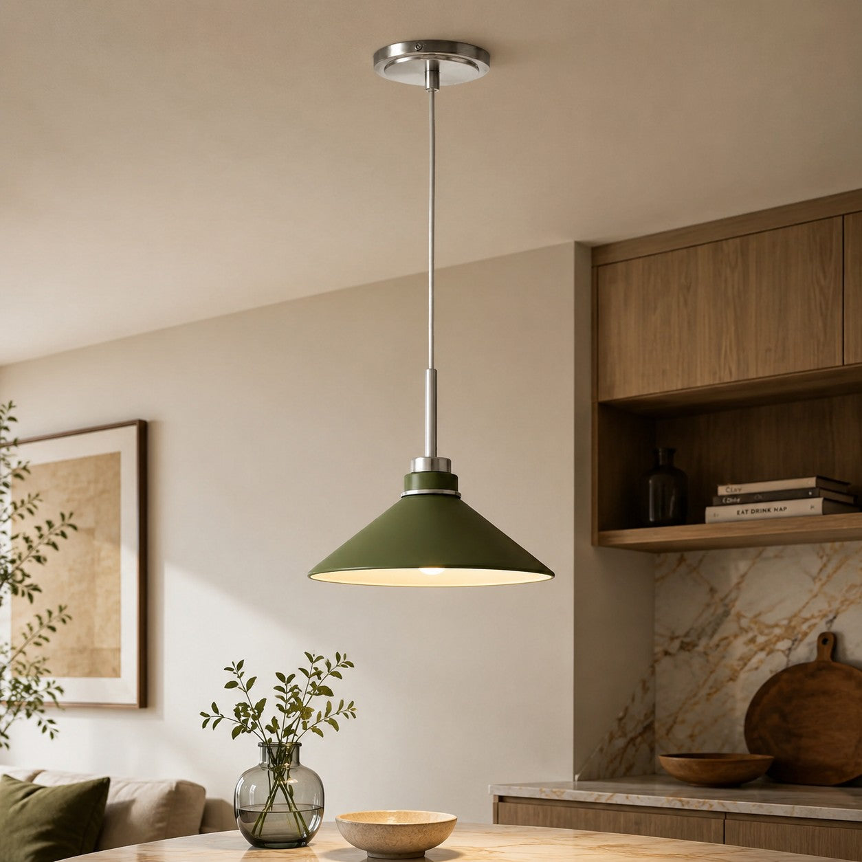 Kegelvormige Hanglamp in Landelijke Stijl - Dimbaar - Voor Keuken en Hal - Scandinavisch Geïnspireerd - Modern Farmhouse Verlichting | Sansoti