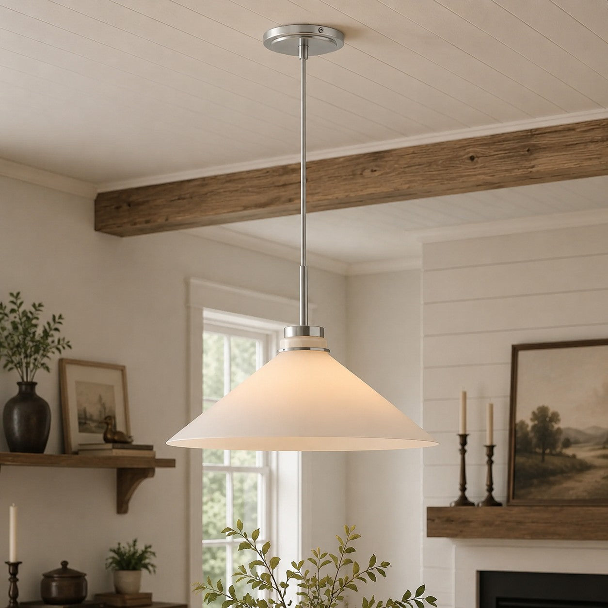 Kegelvormige Hanglamp in Landelijke Stijl - Dimbaar - Voor Keuken en Hal - Scandinavisch Geïnspireerd - Modern Farmhouse Verlichting | Sansoti