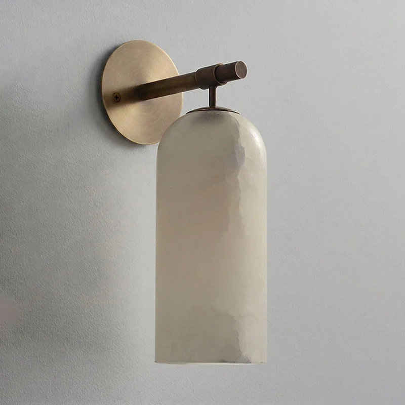 Albast Wandlamp Cilindervorm Minimalistisch Gouden Armatuur Warme Gloed Verlichting | Sansoti