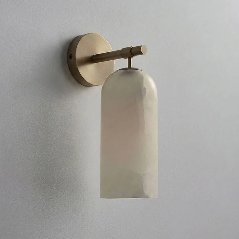Albast Wandlamp Cilindervorm Minimalistisch Gouden Armatuur Warme Gloed Verlichting | Sansoti