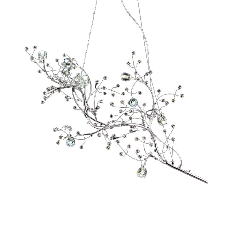 Metallic Kroonluchter met Kristallen Takken – 10 Lichtpunten – Romantische Hanglamp voor Woonkamer, Eetkamer en Slaapkamer | Sansoti