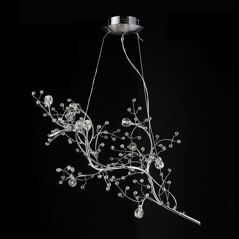Metallic Kroonluchter met Kristallen Takken – 10 Lichtpunten – Romantische Hanglamp voor Woonkamer, Eetkamer en Slaapkamer | Sansoti