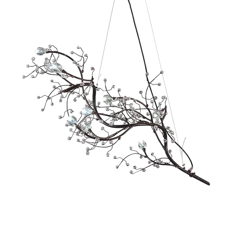 Metallic Kroonluchter met Kristallen Takken – 10 Lichtpunten – Romantische Hanglamp voor Woonkamer, Eetkamer en Slaapkamer | Sansoti