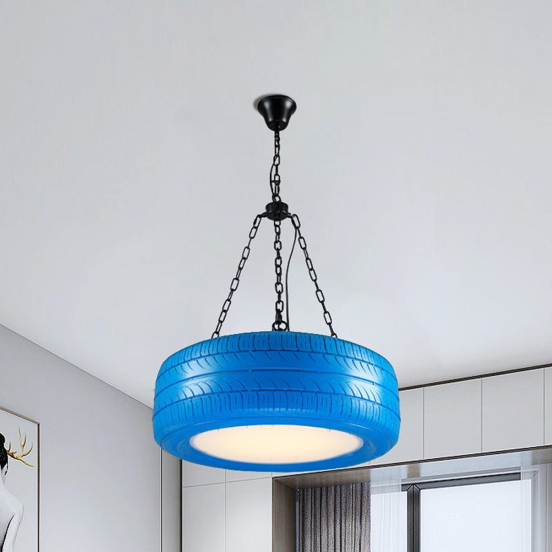 Industriële Hanglamp Autoband Rubber met Ketting voor Bar | Creatieve Verlichting Groen Geel Roze Rood Blauw | Sansoti