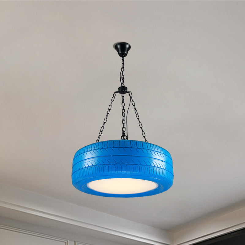 Industriële Hanglamp Autoband Rubber met Ketting voor Bar | Creatieve Verlichting Groen Geel Roze Rood Blauw | Sansoti