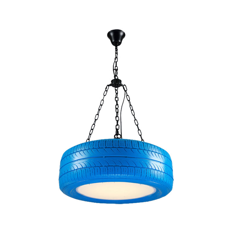 Industriële Hanglamp Autoband Rubber met Ketting voor Bar | Creatieve Verlichting Groen Geel Roze Rood Blauw | Sansoti