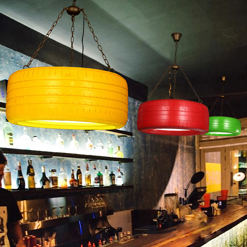 Industriële Hanglamp Autoband Rubber met Ketting voor Bar | Creatieve Verlichting Groen Geel Roze Rood Blauw | Sansoti