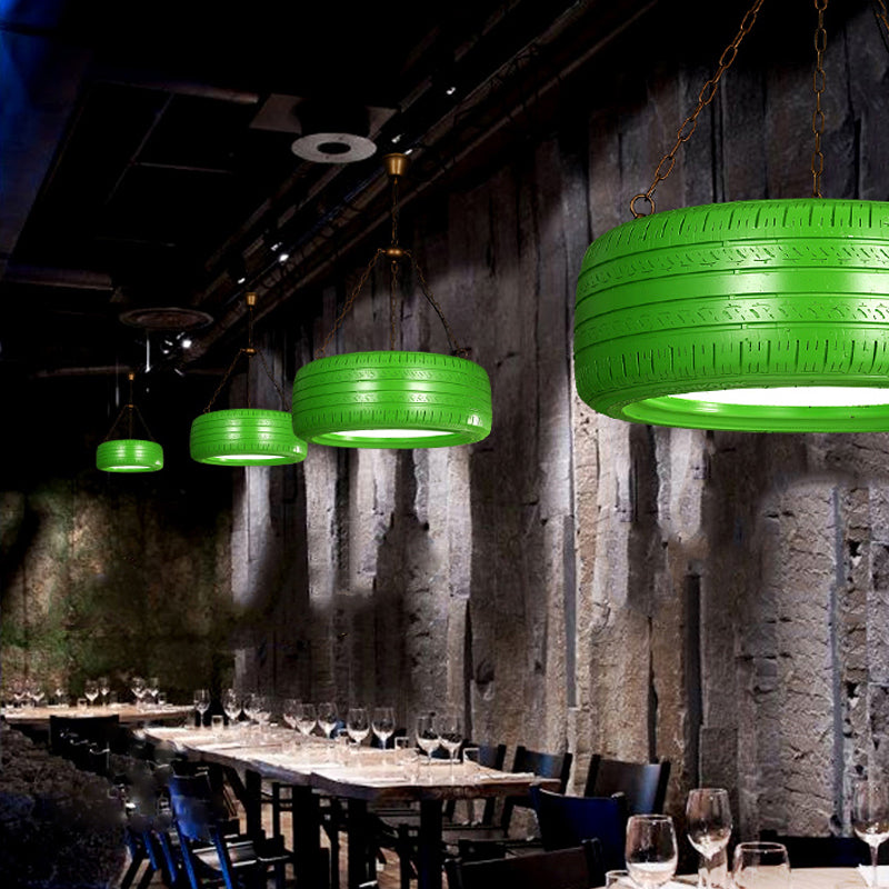 Industriële Hanglamp Autoband Rubber met Ketting voor Bar | Creatieve Verlichting Groen Geel Roze Rood Blauw | Sansoti