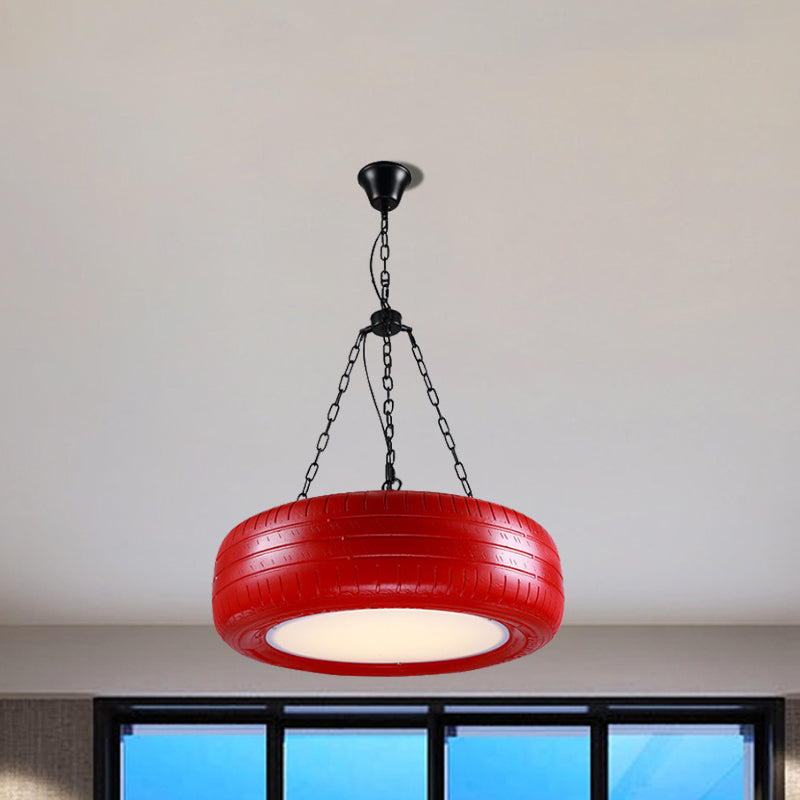 Industriële Hanglamp Autoband Rubber met Ketting voor Bar | Creatieve Verlichting Groen Geel Roze Rood Blauw | Sansoti