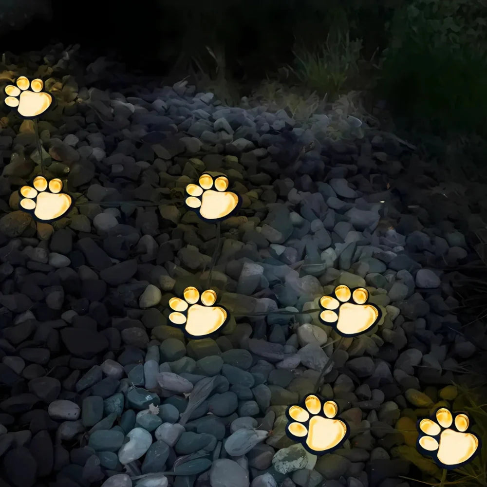 Solar Garden Lighting Paw Print Shaped LED Warm White Decorative Path Light for Outdoor | Sansoti