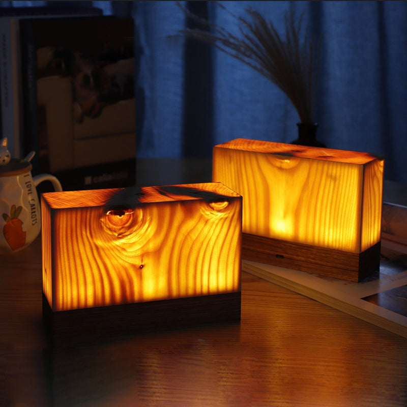 LED Tafellamp Oplaadbaar Touch Dimbaar Houtlook Sfeerlamp Slaapkamer Bureau Draadloos Warm Licht Nachtlampje | Sansoti