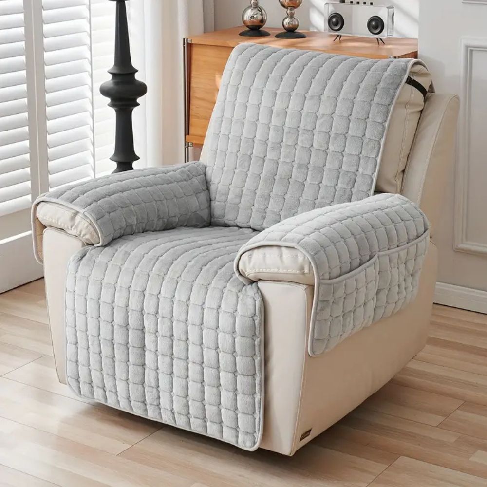 Gequilte Relaxfauteuil Hoes met Opbergzak – Microvezel Beschermhoes voor Recliner Stoel | Sansoti