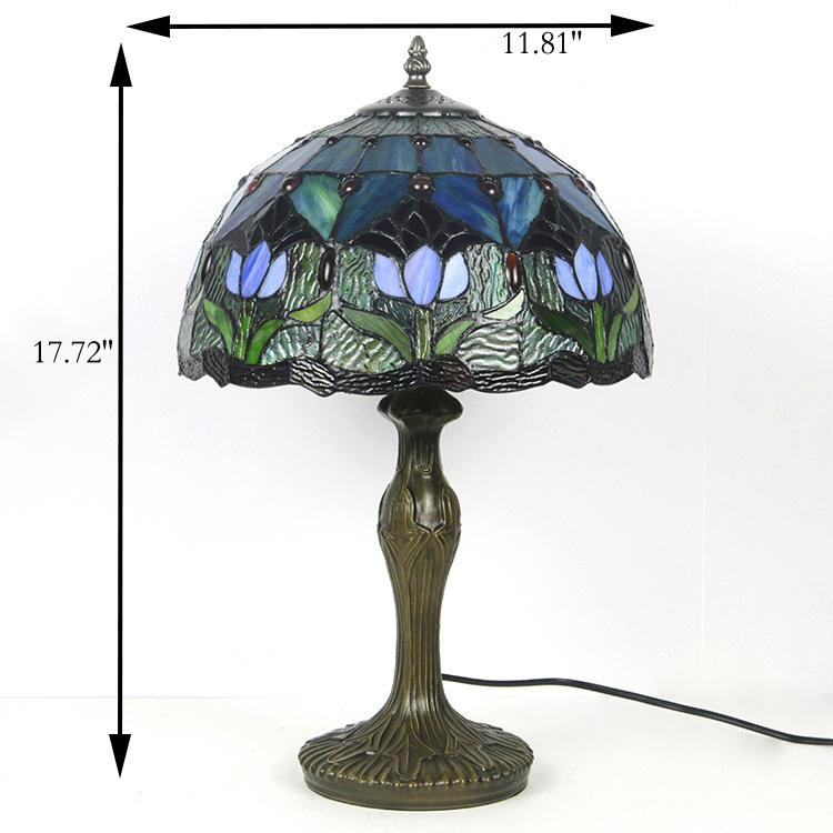 Lampe de table Tiffany vitrail classique 45cm E26 verre métal salon | Restfield
