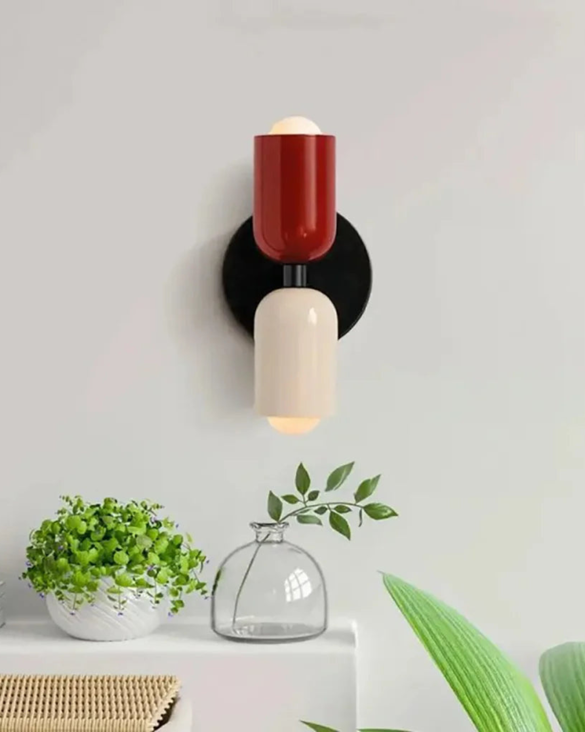 Wandlamp Dubbele Ronde Kap Zwart Frame Warm Sfeerlicht Slaapkamer Woonkamer Gang Minimalistische Wandverlichting Modern Japandi Scandinavisch Interieur | Sansoti