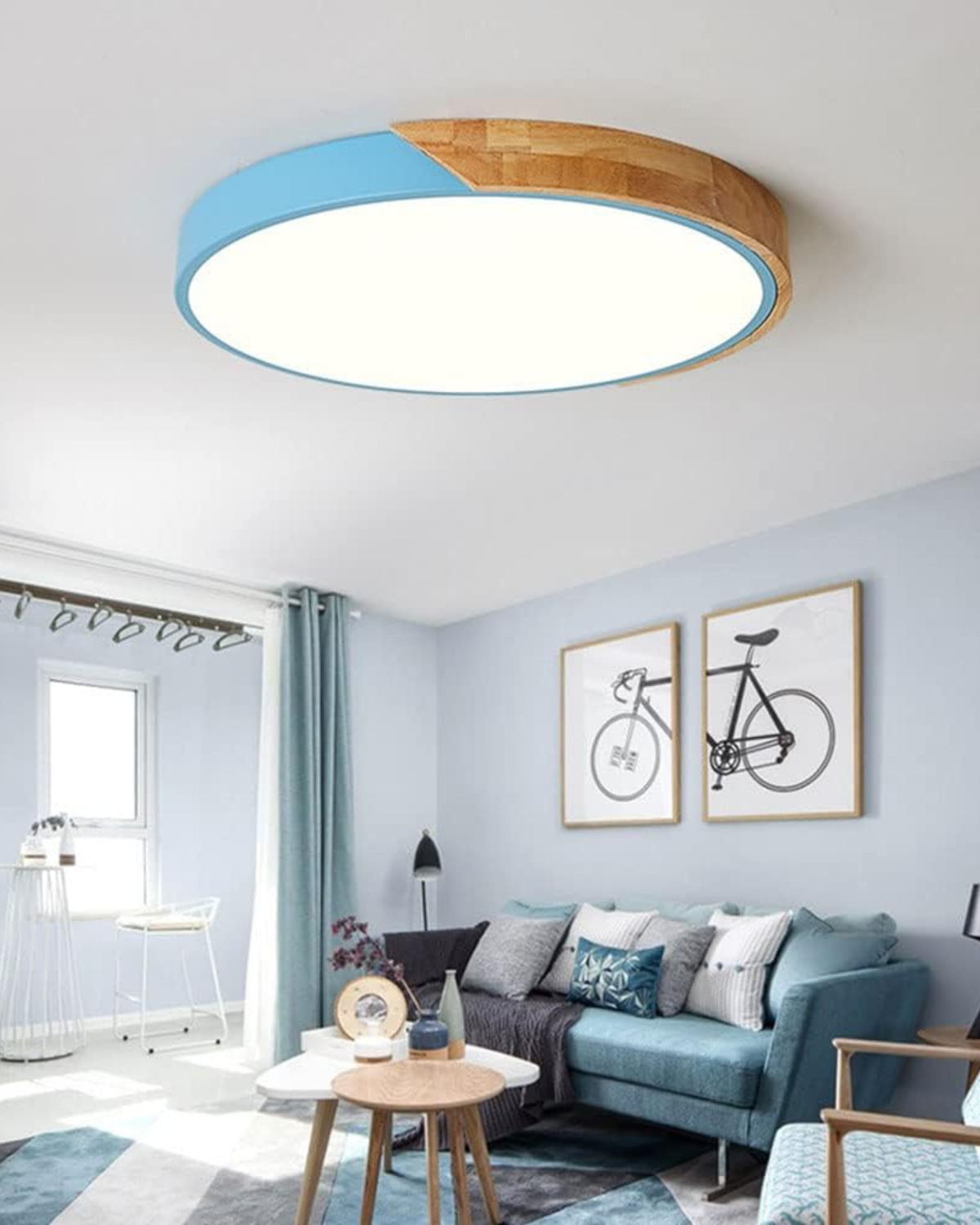 Moderne runde Deckenleuchte mit Holz-Akzent und LED-Beleuchtung – minimalistische Designlampe in 23 30 40 50 und 60 cm | Restfield