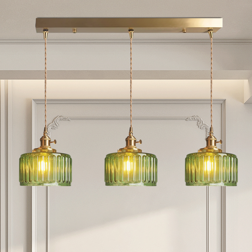 Crystal Glass Pendant Light Cylindrical Shape Adjustable Height Vintage Style Living Room Dining Room Hallway Ambient Lighting | Sansoti