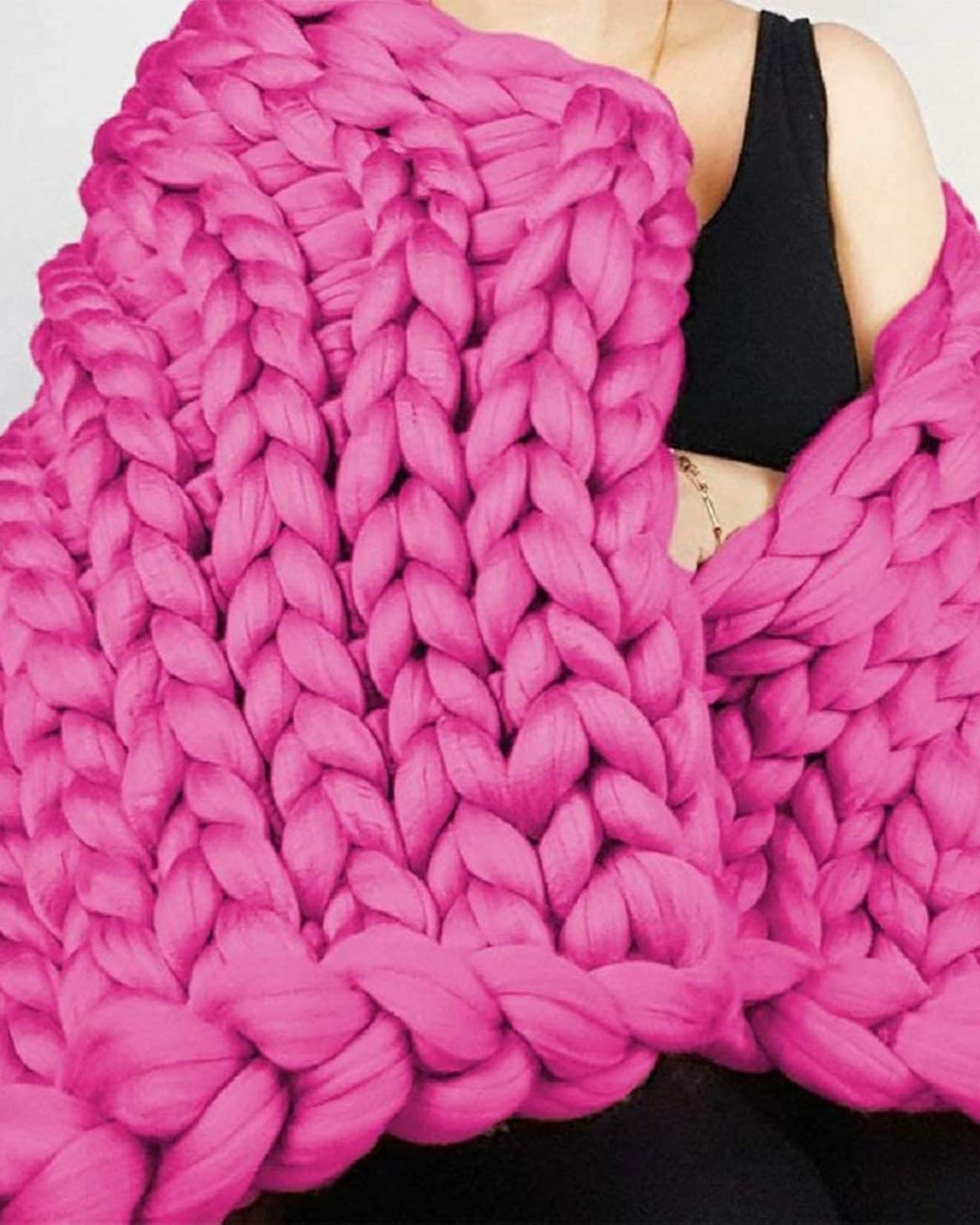 Handgebreid Chunky Plaid – Dik Gebreide Deken in Zachte Chenille voor Bank en Bed | Sansoti