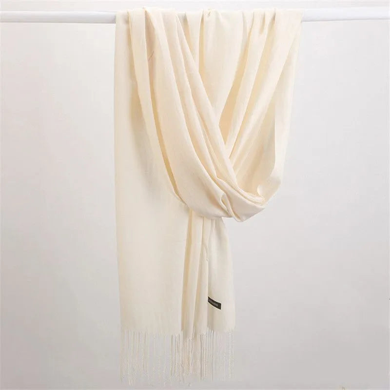 Solid Cashmere Scarf 175cm Winter Accessory Warm Luxury Soft Stylish Fashionable Timeless Elegant for Women | Sansoti